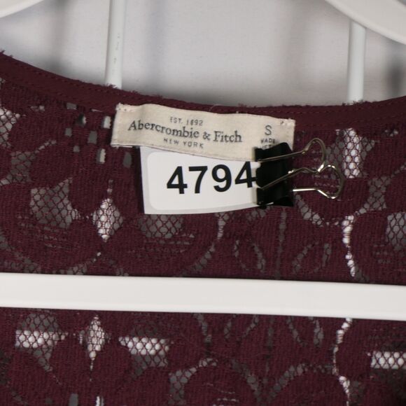 Abercrombie Fitch Peasant Blouse Women Small Brown Lace Detail Lightweight Boho - Picture 5 of 5